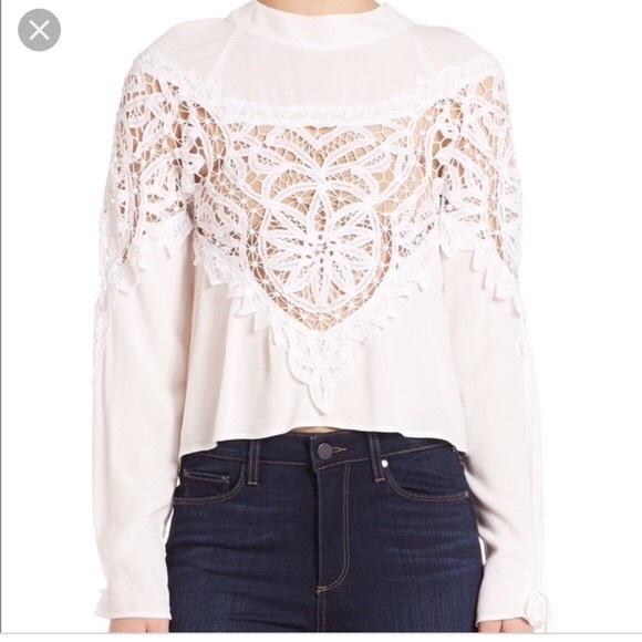 For Love And Lemons Tops - NEW! For Love & Lemons White Blouse with Lace